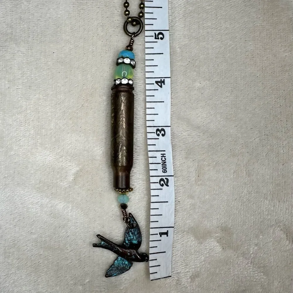 Swallow Bird Bullet Casing Handmade Necklace